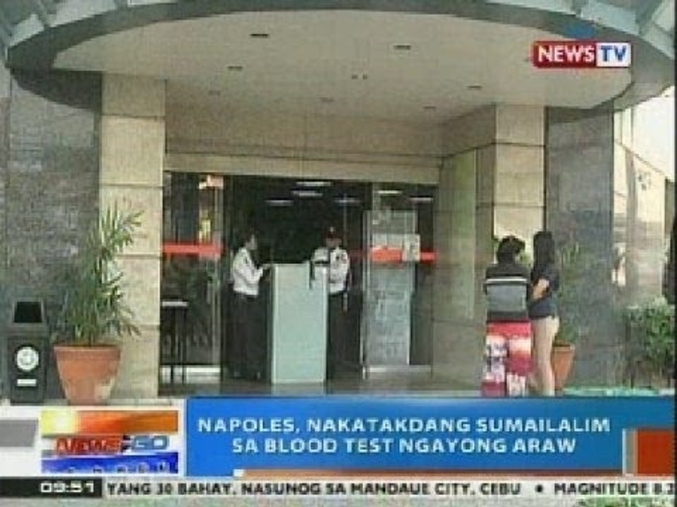 NTG: Napoles, nakatakdang sumailalim sa blood test ngayong araw