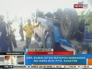 NTG: Jeep, bumaliktad sa Commonwealth Ave. matapos mabunggo ng isang bus
