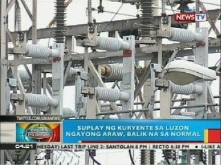 BP: Suplay ng kuryente sa Luzon ngayong araw, balik na sa normal