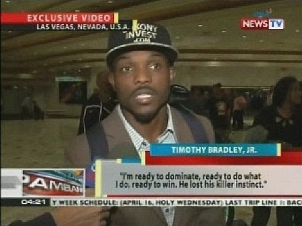 BP: Bradley, Jr., nanindigang siya ang mananalo sa rematch kay Pacquiao