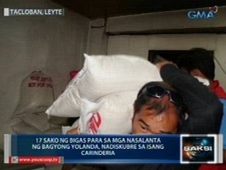 17 sako ng bigas na para sa mga nasalanta ng bagyong Yolanda, nadiskubre sa isang carinderia