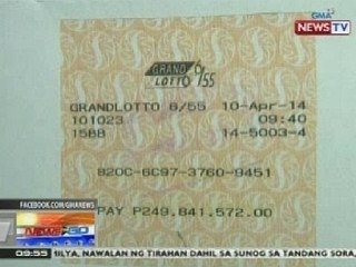 NTG: PCSO: Lone winner ng P250M sa Grand Lotto 6/55, kinuha na ang premyo