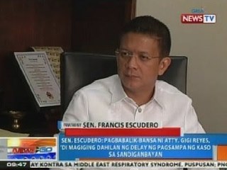 NTG: Escudero: Pagharap sa Senate Blue Ribbon Committee, ipinapaubaya kay Atty. Reyes