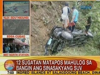 UB: 12 sugatan matapos mahulog sa bangin ang sinasakyang SUV sa Aurora