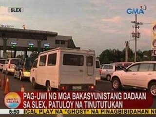 UB: Pag-uwi ng mga bakasyunistang dadaan sa SLEX, patuloy na tinututukan