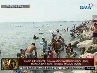 24 Oras: Ilang residente, ginawang swimming pool ang Manila Bay kahit bawal maligo roon