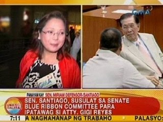 UB: Miriam, susulat sa Senate para ipatawag si Gigi Reyes