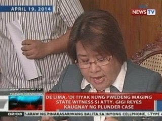 De Lima, 'di tiyak kung pwedeng maging state witness si Gigi Reyes