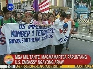 UB: Mga militante, magmamartsa papuntang US Embassy ngayong araw