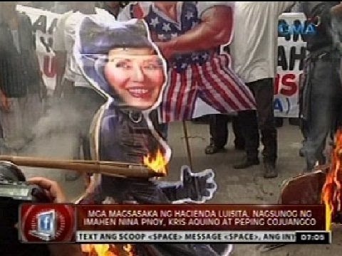 Mga magsasaka ng Hacienda Luisita, nagsunog ng imahen nina Pnoy, Kris Aquino at Peping Cojuangco