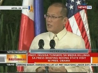PNoy, inusisa tungkol sa media killings sa press briefing noong state visit ni Pres. Obama