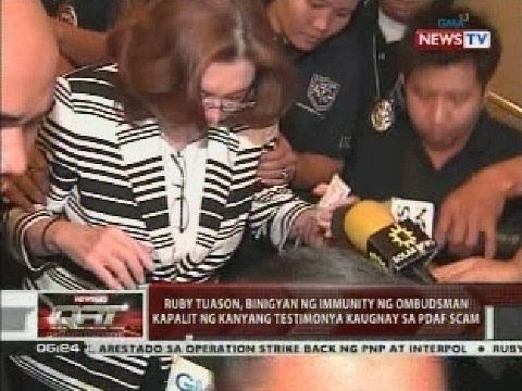 Ruby Tuason, binigyan ng immunity ng Ombudsman kapalit ng kanyang testimonya kaugnay sa pdaf scam