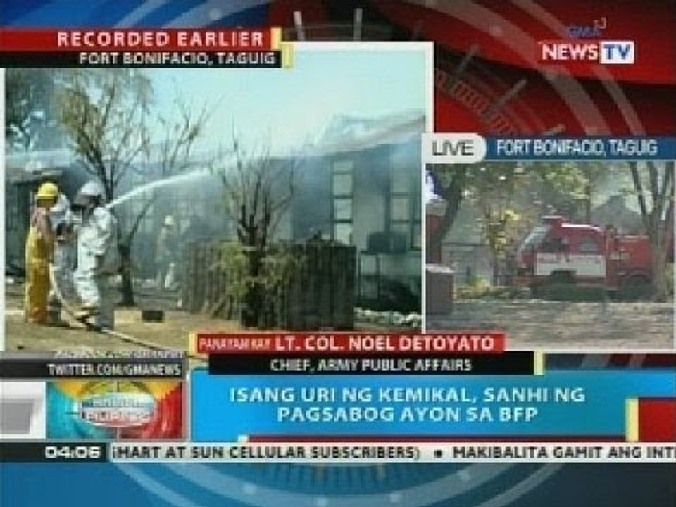 BFP: Isang uri ng kemikal, sanhi ng pagsabog sa Army Support Command sa Taguig