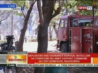 Explosives and Ordnance Disposal Batallion sa compound ng army support command, nasusunog