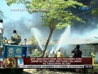 BFP: Naagapan sana ang pagsabog kung sinabi ng Phl Army ang tunay na laman ng tanggapan ng EOD
