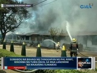 Saksi: Sumabog na bahagi ng tanggapan ng Phl Army, binomba ng tubig