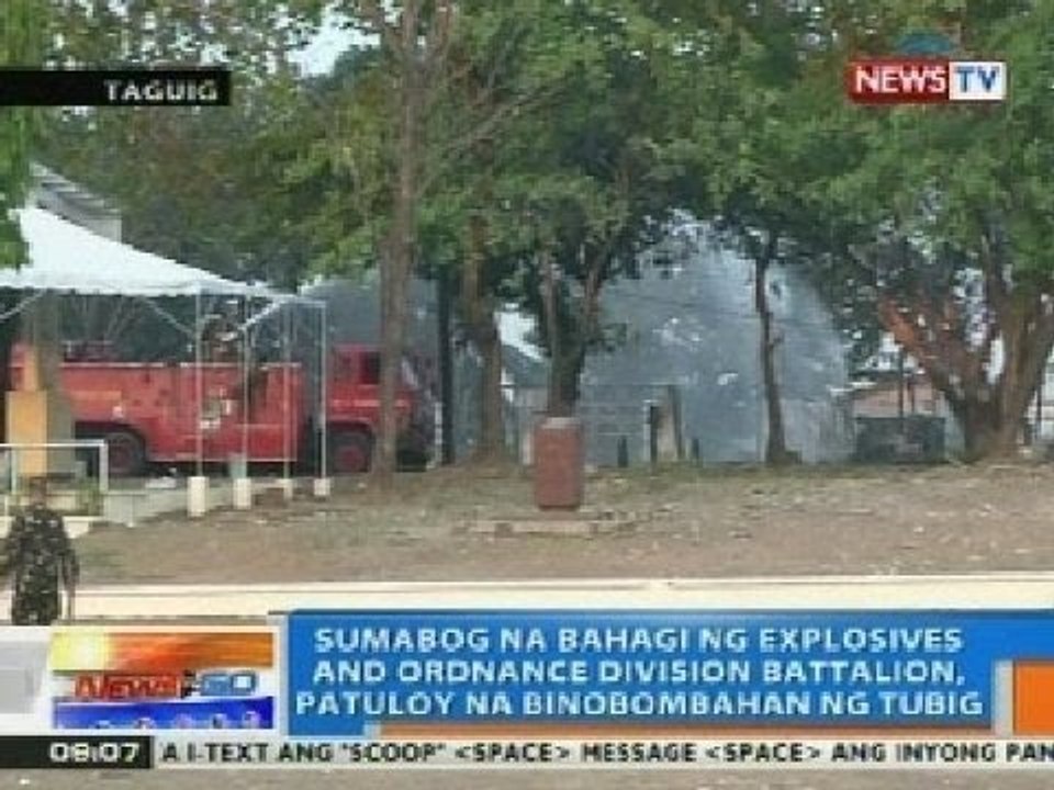 NTG: Sumabog na bahagi ng EOD Battalion ng PHL Army, patuloy na binobombahan ng tubig