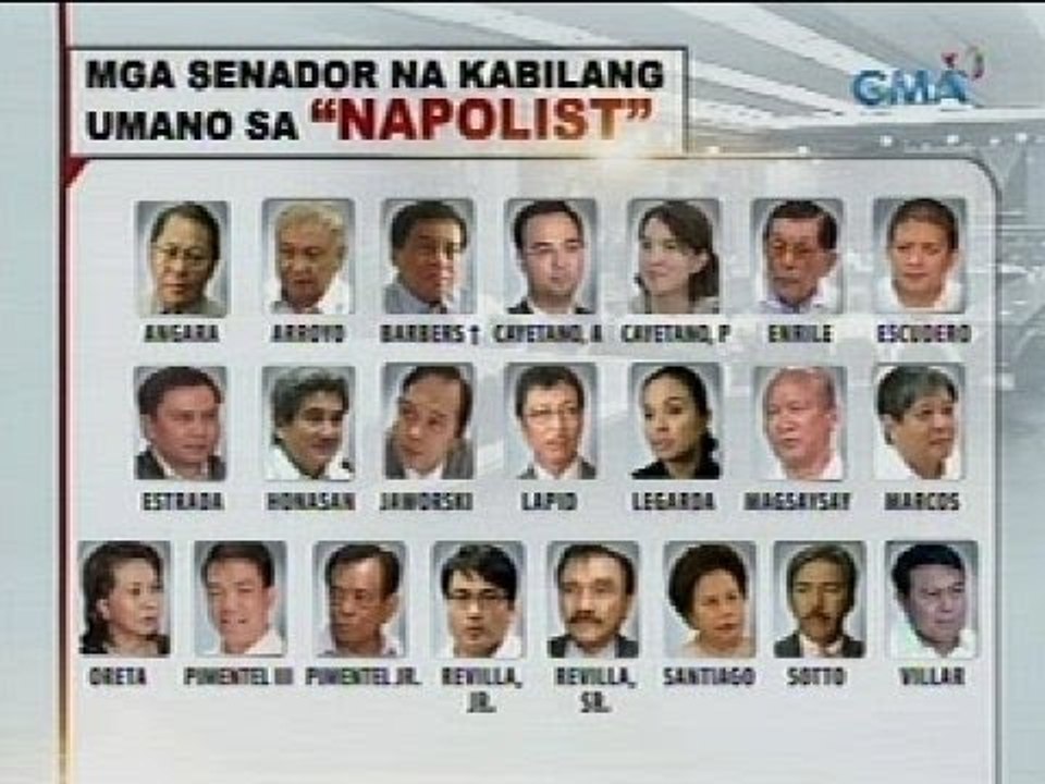 22 kasalukuyan at dating senador, kabilang sa "Napolist," base sa dalawang source ng GMA News