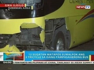 12 sugatan matapos sumalpok ang 2 tricycle sa isang pampasaherong bus sa Iloilo