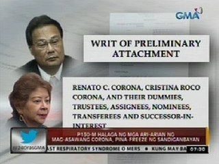 P130-M halaga ng mga ari-arian ng mag-asawang Corona, pina-freeze ng Sandiganbayan