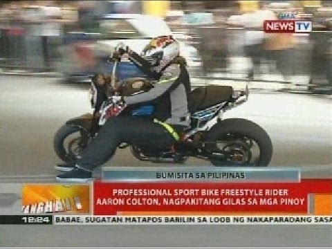 Professional sport bike freestyle rider Aaron Colton, nagpakitang gilas sa mga Pinoy
