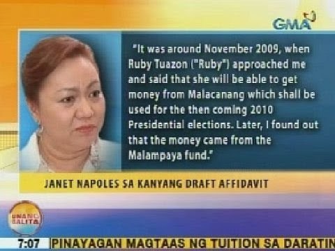 UB: Janet Napoles, isiniwalat ang nalalaman sa Malampaya fund scam