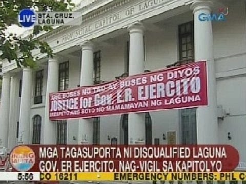 UB: Mga tagasuporta ni ER Ejercito, nag-vigil sa Kapitolyo ng Laguna
