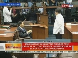 Mga mosyon kaugnay ng plunder case laban sa 3 senador, mareresolba pa sa Hunyo ayon sa Ombudsman