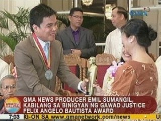 UB: Emil Sumangil, kabilang sa binigyan ng Gawad Justice Felix Angelo Bautista Award