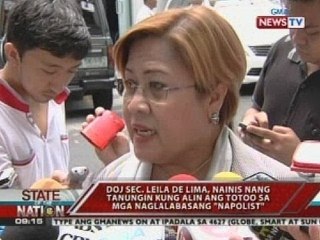 Sec. De Lima, naiinis nang tanungin kung alin ang totoo sa mga naglalabasang "Napolist"