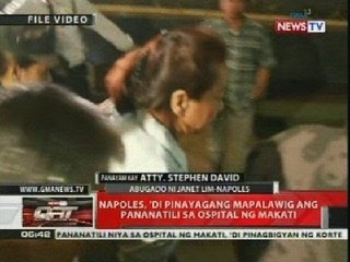 QRT: Napoles, 'di pinayagang mapalawig ang pananatili sa Ospital ng Makati