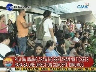 UB: Pila sa unang araw ng bentahan ng tickets para sa One Direction concert, dinumog
