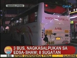 UB: 3 bus, nagkasalpukan sa EDSA-Shaw Mandaluyong; 8 sugatan