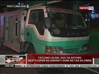 Tatlong lalaki, huli sa aktong nagtatapon ng umano'y dumi ng tao sa creek
