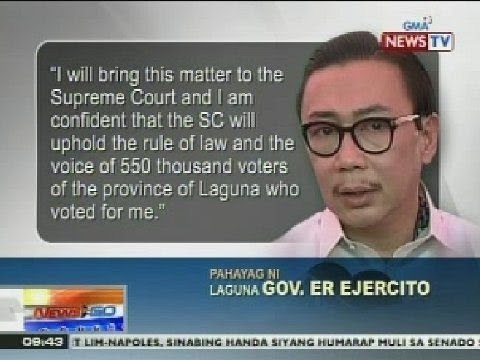NTG: Gov. Ejercito, iaapela sa SC ang desisyon ng Comelec na tanggalin siya sa pwesto