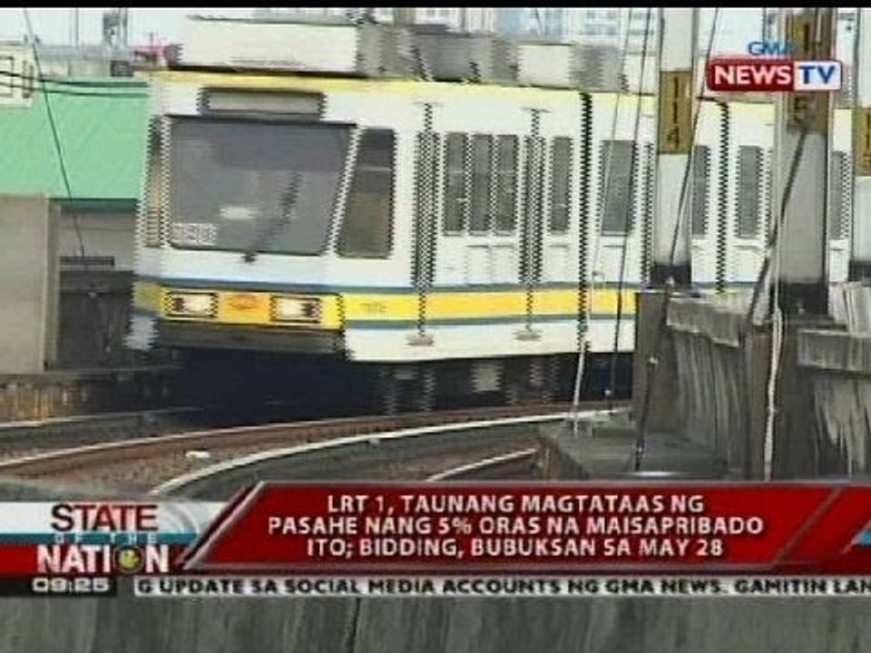 SONA: LRT 1, taunang magtataas ng pasahe nang 5% oras na maisapribado ito