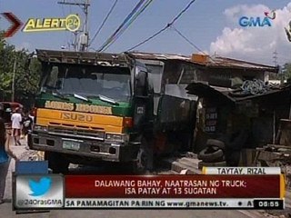 24 Oras: Dalawang bahay, naatrasan ng truck; isa patay at 13  sugatan