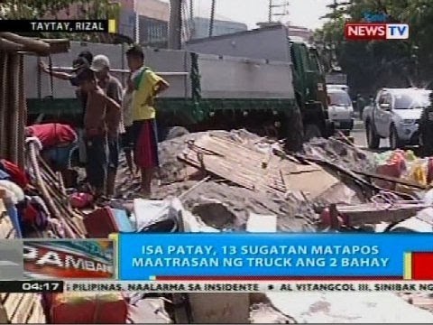 BP: Isa patay, 13 sugatan matapos maatrasan ng truck ang 2 bahay sa Taytay, Rizal
