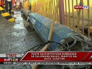 SONA: Poste ng kuryenteng bumagsak sa dalawang bahay, inaayos na