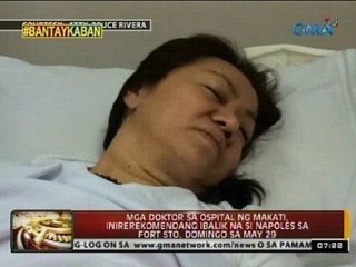Mga doktor sa Ospital ng Makati, inirekomendang ibalik na si Napoles sa Fort Sto. Domingo sa May 29