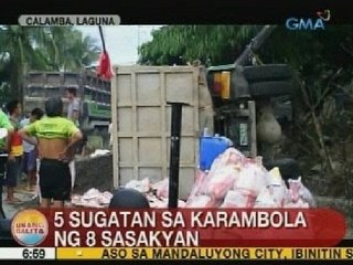 UB: 5 sugatan sa karambola ng 8 sasakyan sa Calamba, Laguna