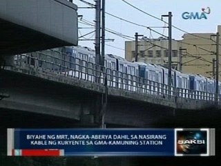 Saksi: Biyahe ng MRT, nagkaaberya dahil sa kableng nasira nang tamaan ng kidlat