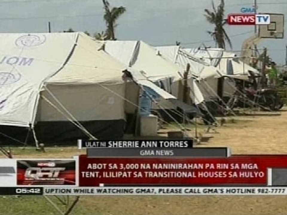 Abot sa 3,000 na naninirahan pa rin sa mga tent, ililipat sa transitional houses sa Hulyo