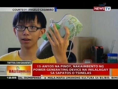 15-anyos na pinoy, nakaimbento ng power-generating device na inilalagay sa sapatos o tsinelas