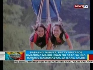 Babaeng turista, patay matapos umanong mahulugan ng bato sa ulo habang namamasyal sa South Cotabato