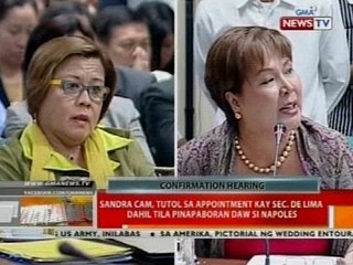 Sandra Cam, tutol sa appointment kay Sec. de Lima dahil tila pinapaboran daw si Napoles