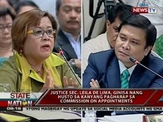 Sec. De Lima, ginisa nang husto sa kanyang pagharap sa Commission on Appointments