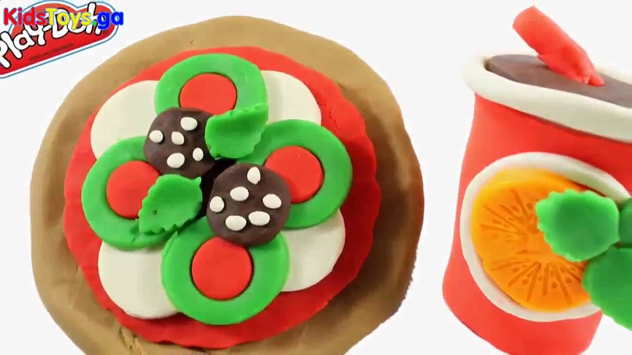 PEPPA PIG Stop Motion Play doh frozen! - CREATE pizza colorful with playdoh kids - learn numbers