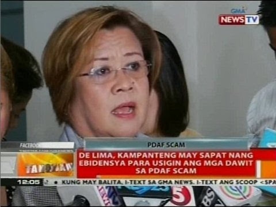 BT: De Lima, kampanteng may sapat nang ebidensya para usigin ang mga dawit sa PDAF scam