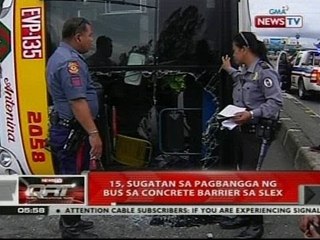 QRT: 15, sugatan sa pagbangga ng bus sa concrete barrier sa SLEX